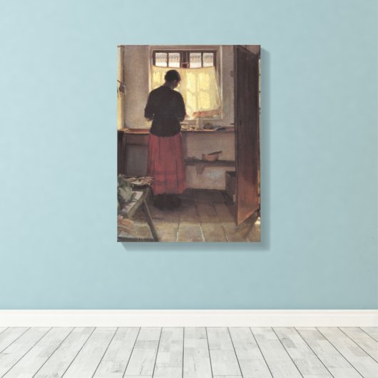  impressionisme, Pigen i Køkenet, Ancher Canvas Afdruk (Insitu (Houten vloer))
