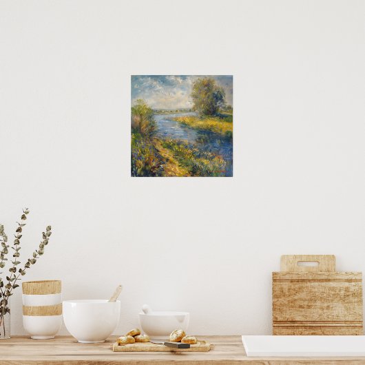 Impressionist A I Schilderij Springtime by River Poster (Keuken)
