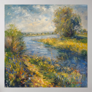 Impressionist A I Schilderij Springtime by River Poster