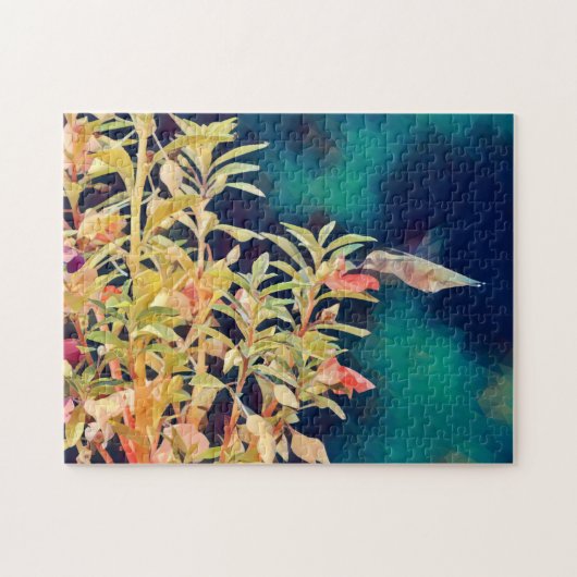 Impressionist Artsy Dramatic Hummingbird Puzzle Legpuzzel (Horizontaal)