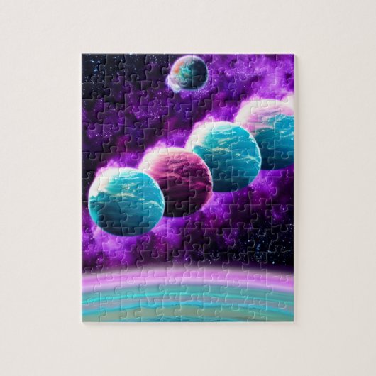 Impressionist Cosmic Vibrant Paars Universe Space Legpuzzel (Verticaal)