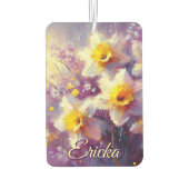 Impressionist Daffodil Floral Paarse gepersonalise Luchtverfrisser (Achterkant)