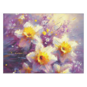Impressionist Daffodil Floral Paarse Yellow Tafelkleed (Voorkant (Horizontaal))