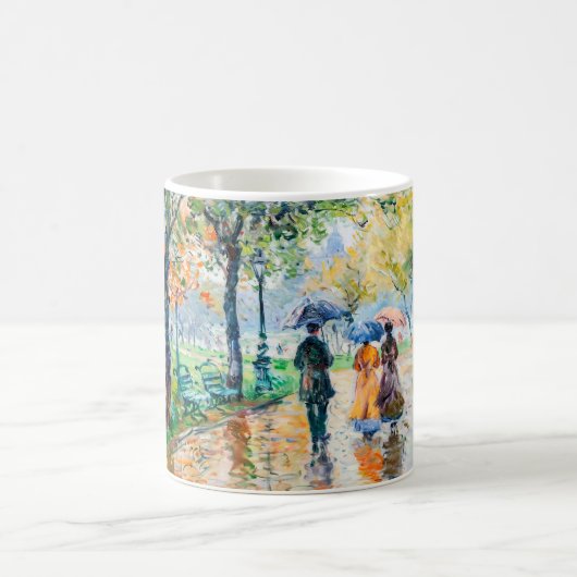 Impressionist Garden Art Mug Rainy Park Stroll Koffiemok (Center)