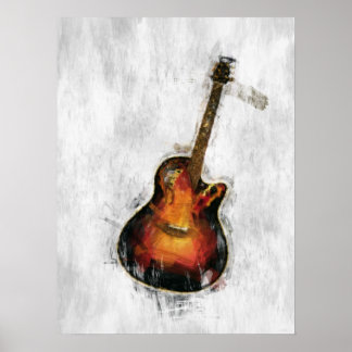 Impressionist Guitar Poster
