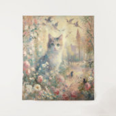 Impressionist Kat en Bloemen Tapestry Wandkleed (Voorkant)