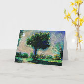 Impressionist Moonlight Trees Art Note Kaart (Gele Bloem)