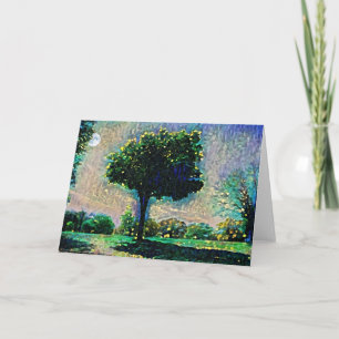 Impressionist Moonlight Trees Art Note Kaart