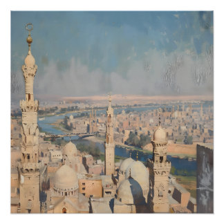 Impressionist painting of Cairo around 1900 Perfect Poster