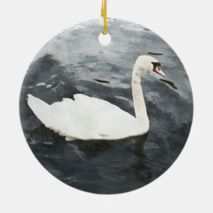 Impressionist Swan Keramisch Ornament