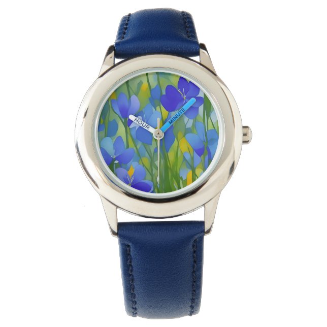 Impressionist Texas Bluebonnets Horloge (Voorkant)
