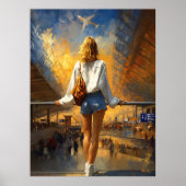 Impressionist Travel Landscape – Golden Departure Poster (Voorkant)