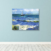Impressionist Zeilboot op het Ocean Waves Canvas Afdruk (Insitu (Houten vloer))