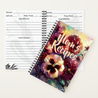 Impressionistic Maroon Pansies Personalized Recipe Notitieboek