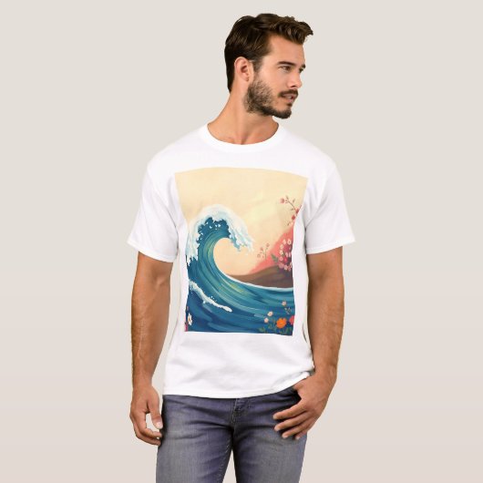 Impressionistic Ocean Wave T-shirt (Voorkant volledig)