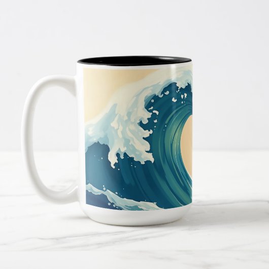 Impressionistic Ocean Wave Tweekleurige Koffiemok (Links)
