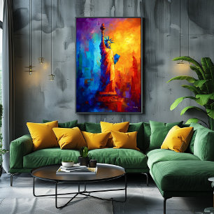 Impressionistisch beeld van de Vrijheidsgod New Yo Poster