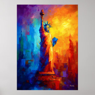 Impressionistisch beeld van Liberty New York Kunst Poster