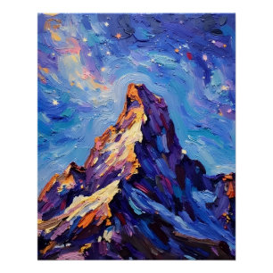 Impressionistisch berglandschap olieverfschilderij perfect poster