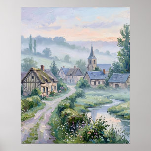 Impressionistisch dorpsmuurkunst Canvasprint Poster
