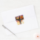 Impressionistisch kruisje vierkante sticker (Envelop)