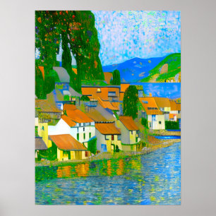 Impressionistisch Middellands Zee-dorp aan zee Poster
