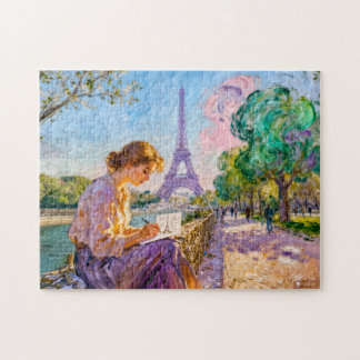 Impressionistisch Parijs Rivierkaart Schrijven Sce Legpuzzel
