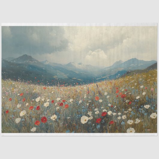 Impressionistisch schilderij Wildflower Landschap Tissuepapier (Voorkant)