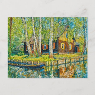 Impressionistisch Spreewaldhuis aan een rustig kan Briefkaart