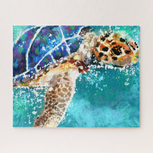 Impressionistisch Zee Schildpad Tropisch nautisch Legpuzzel