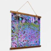 Impressionistische Chartreuse en Aqua Garden Flowe Hangend Wandkleed (Gebogen)