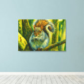 Impressionistische eekhoorn in bosgebladerte canvas afdruk (Insitu (Houten vloer))