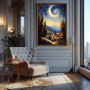 Impressionistische geïnspireerde sterrennacht poster