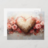 Impressionistische Hart & Bloemen Valentijn Briefkaart (Voorkant / Achterkant)