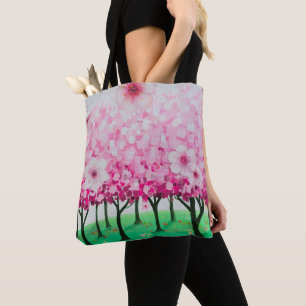 Impressionistische kersenbloesems draagtas