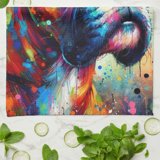 Impressionistische Kleurrijke Pop Art Boxer Dog Pa Theedoek (Gevouwen)