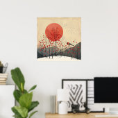 Impressionistische kunst die de bomen van de Sun M Poster (Thuiskantoor)