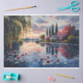 Impressionistische Landschap Willow Lotus Decoupag Tissuepapier (Craft)