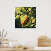 Impressionistische Lemons Hanging from Branch Poster (Keuken)