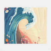 Impressionistische oceaangolf fleece deken (Voorkant (Horizontaal))