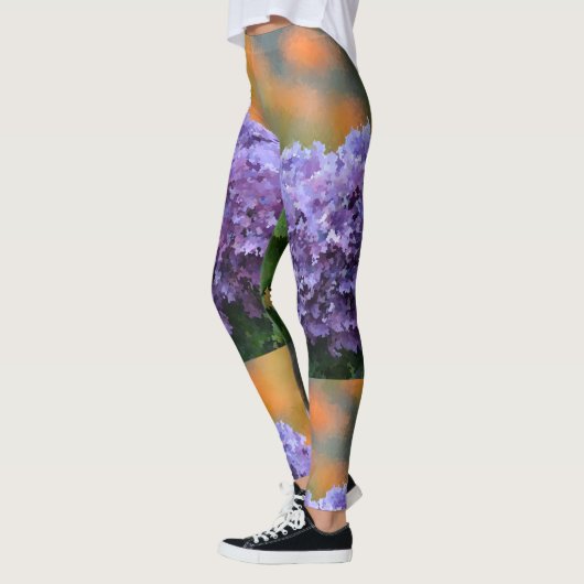 Impressionistische Paarse hydrangeas Leggings (Links)