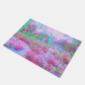 Impressionistische roze en Turquoise Abstracte tui Deurmat (Schuin)