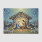 Impressionistische Schilderij Kerststal Tissuepapier (Voorkant)