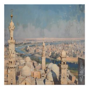 Impressionistische schilderij van Caïro rond 1900 Perfect Poster