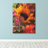 Impressionistische stijl Zonnebloem Canvas Afdruk (Insitu (Houten vloer))