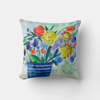 Impressionistische vaas met bloemen kussen