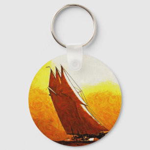 Impressionistische vintage racejacht sleutelhanger
