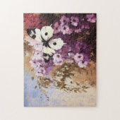 Impressionistische vlindertuin schilderij legpuzzel (Verticaal)
