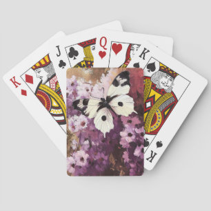 Impressionistische vlindertuin schilderij pokerkaarten