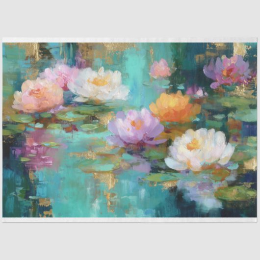 Impressionistische Water Lily Pond Decoupage Tissuepapier (Voorkant)
